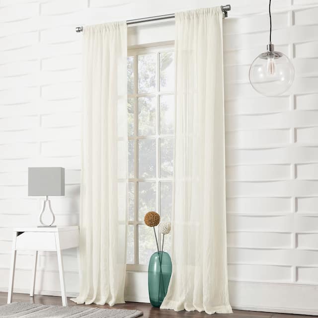 No. 918 Ladonna Crushed Texture Semi-Sheer Rod Pocket Curtain Panel, Single Panel