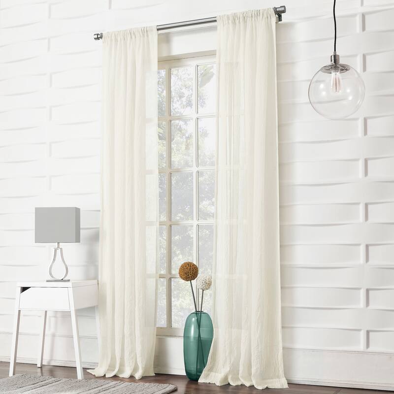No. 918 Ladonna Crushed Texture Semi-Sheer Rod Pocket Curtain Panel, Single Panel