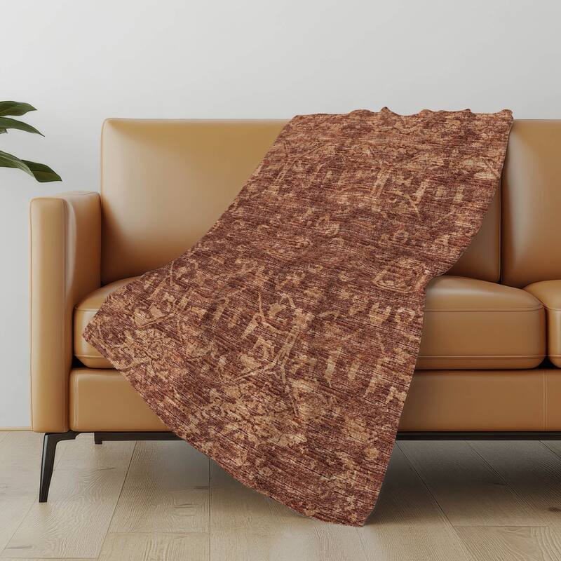 Premium Machine Washable ASB40 Vintage Global Sherpa Throw Blanket - Clay - 4'2" x 5'10"