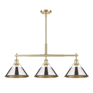 Yep by Golden Lighting Orwell 3-light Island Light in Brushed Champagne Brass and Chrome shade - Gold