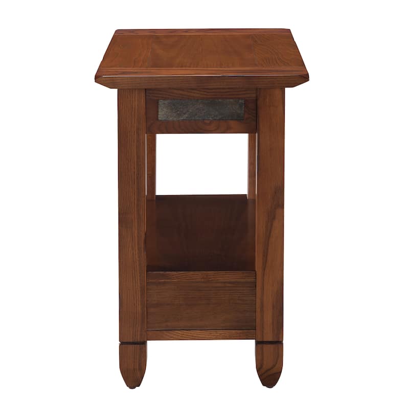 Leick Home Slatestone One Drawer Side Table with Slate Tile