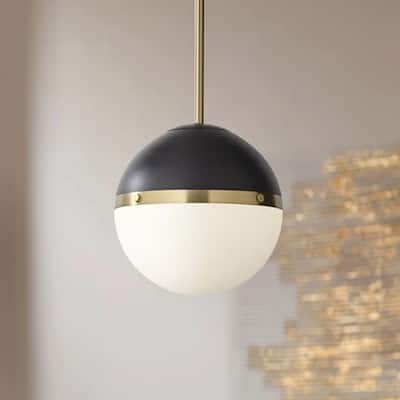 10 1/4" Wide Antique Brass and Black Mini Pendant - 10" x 12"