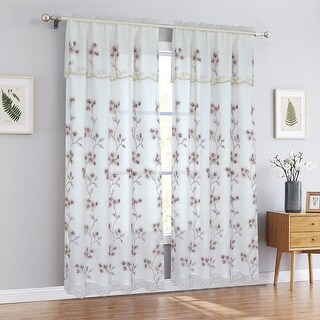 RT Designers Collection Alisa Macrame Rod Pocket Curtain Panel 54 x 84 18 Attached Valance Gold RT Designers Collection Alisa Macrame Rod Pocket Curtain Panel 54 x 84 18 Attached Valance Gold