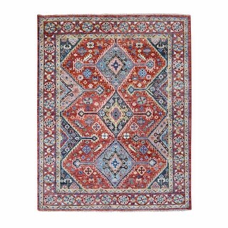 Shahbanu Rugs Prismatic Red Hand Knotted Shiraz Design with Serrated ...