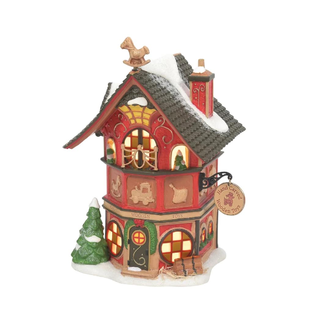 North Poles Finest Wooden Toys Lighted Christmas Building