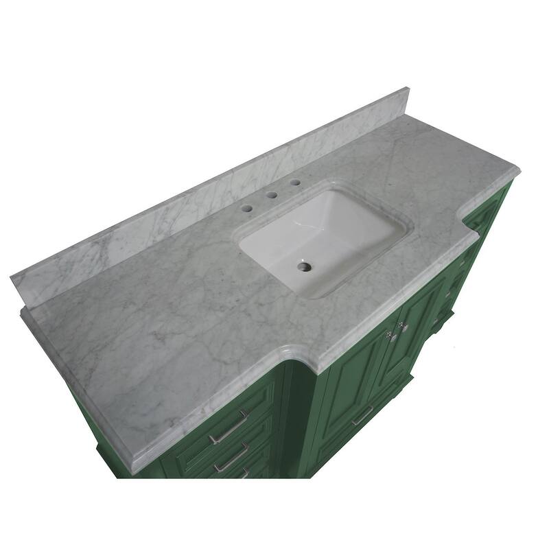 KitchenBathCollection Nantucket 60" Single Bathroom Vanity with Carrara Marble Top