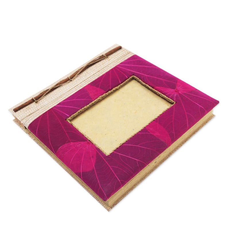 Novica Handmade Autumn Spirit In Pink Natural Fiber Photo Album