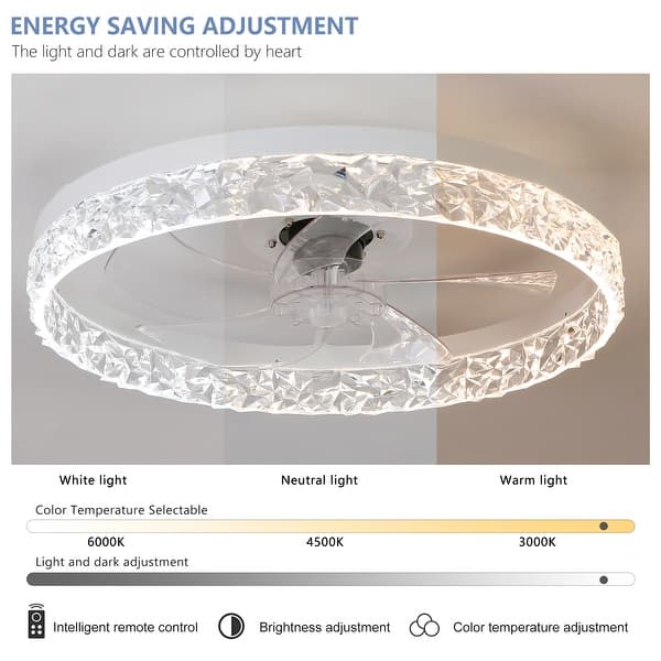 LunaDrift 20in.Low Profile Ceiling Fan with Light and Remote, Dimmable LED Ceiling Fan, 6 Speeds, Timing Reversible Blades