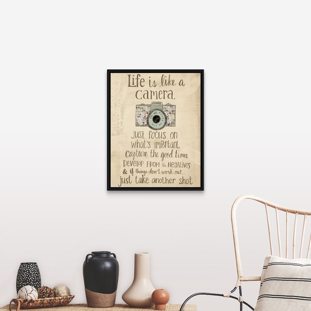 Shop Life Is Like A Camera Black Float Frame Canvas Art Overstock 25516386