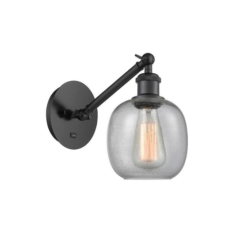 Innovations Lighting 317-1W-13-6 Belfast Sconce Belfast 13" Tall Wall - Matte Black / Seedy