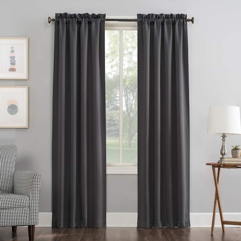 Sun Zero Hayden Energy Saving Blackout Rod Pocket Curtain Panel, Single Panel - 40x84 - Charcoal