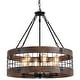 preview thumbnail 2 of 9, Modern Farmhouse Rustic 6-Light Wood Drum Chandelier for Dinning Room