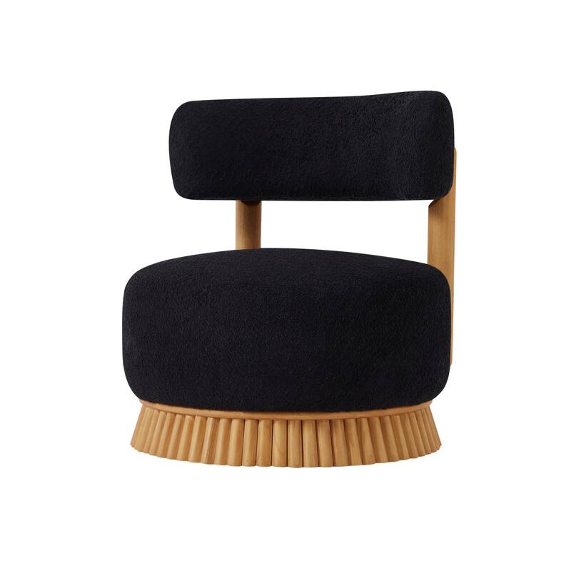 Armless Accent Chair for Living Room, Modern Slipper Vanity Chair with Wooden Base, Upholstered Bedroom Chair