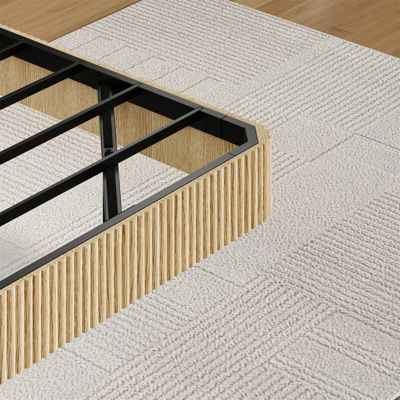 King Floating Bed Frame with LED Lights & Heavy Duty Metal Slats