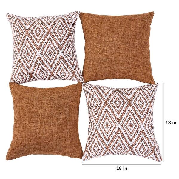 Decorative Throw Pillow Covers Set of Geometric Design Linen