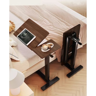 Mobile Overbed Table with Wheels, Height Adjustable Laptop Stand & Tilting Tray for Bed or Sofa