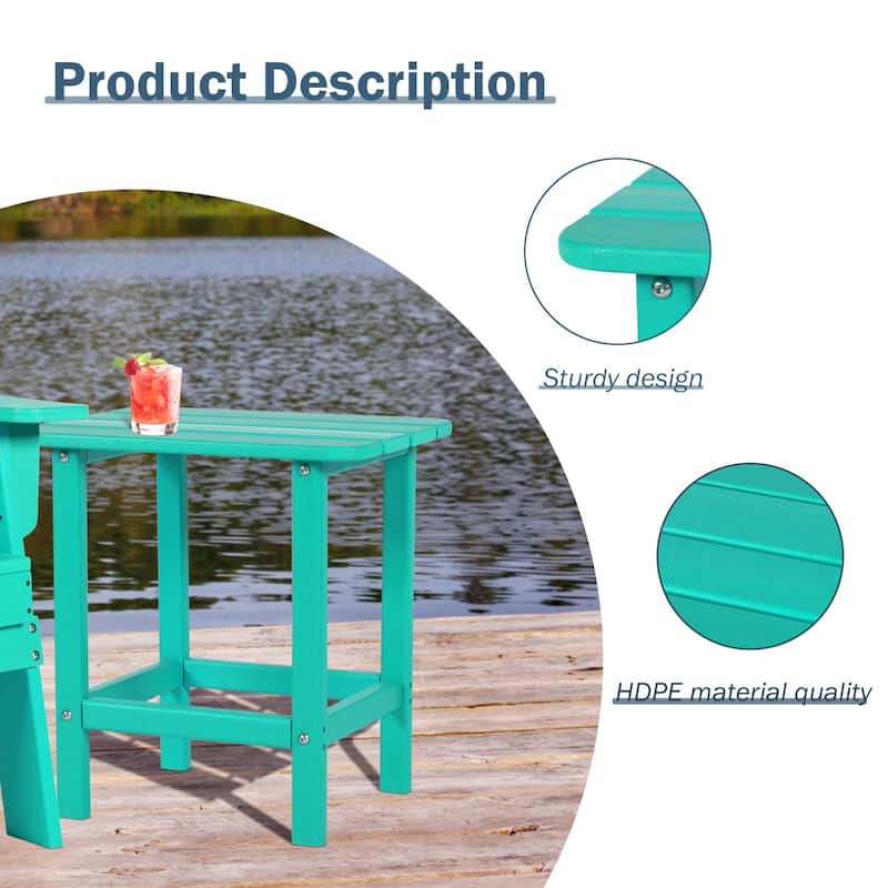Aoodor Outdoor Adirondack Side Table HDPE End Table - 18"×14.5"