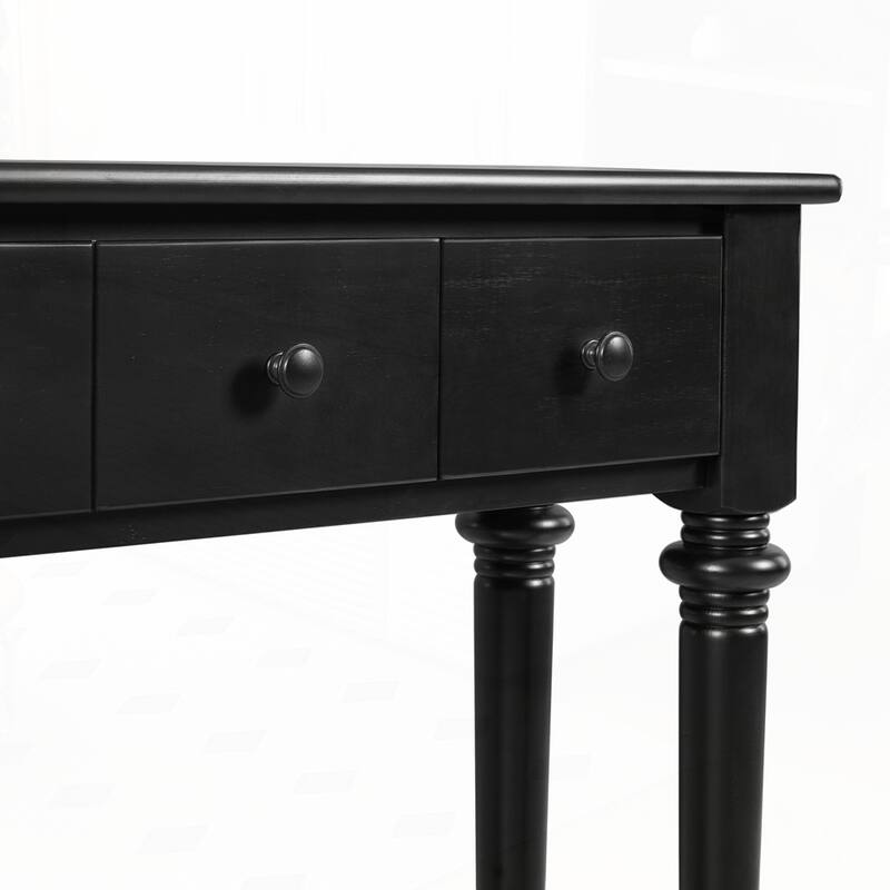 Retro Console Table with Open Shelf and 4 Drawers for Entryways