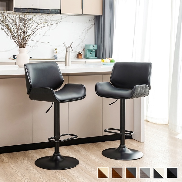 Black leather online adjustable bar stools