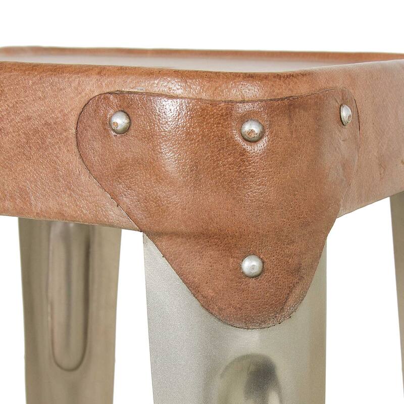 Bristol Leather Counter Stool by East at Main, Set of 2 - 14x14x27