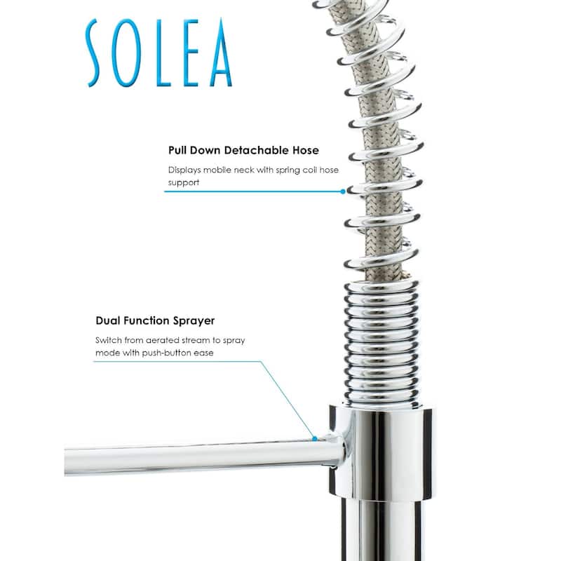 SAFAVIEH Solea Arcadia Stainless Steel Dual Function Pull-Down Spray Kitchen Faucet - 8.1" x 2.1" x 17"