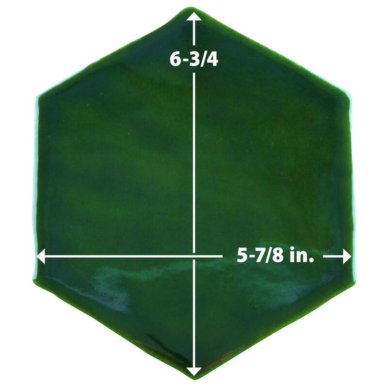 Merola Tile Viva Hex Antic Verde 5-7/8" x 6-3/4" Ceramic Wall Tile