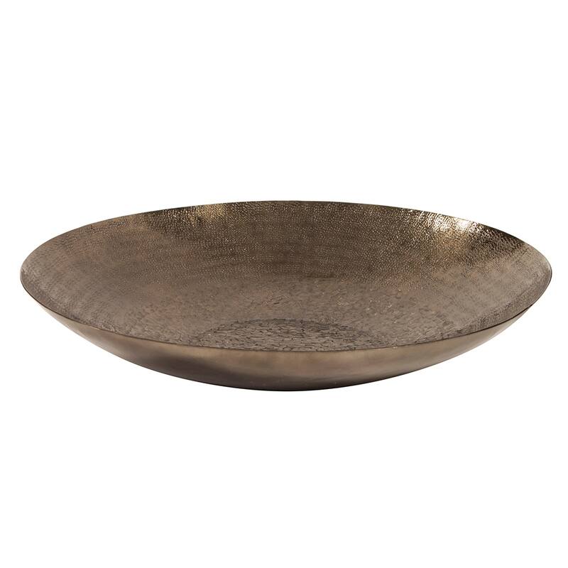 Gold Aluminum Tray & Wall Art with Chisel Texture - Small - 23in Diameter x 4in - Bronze
