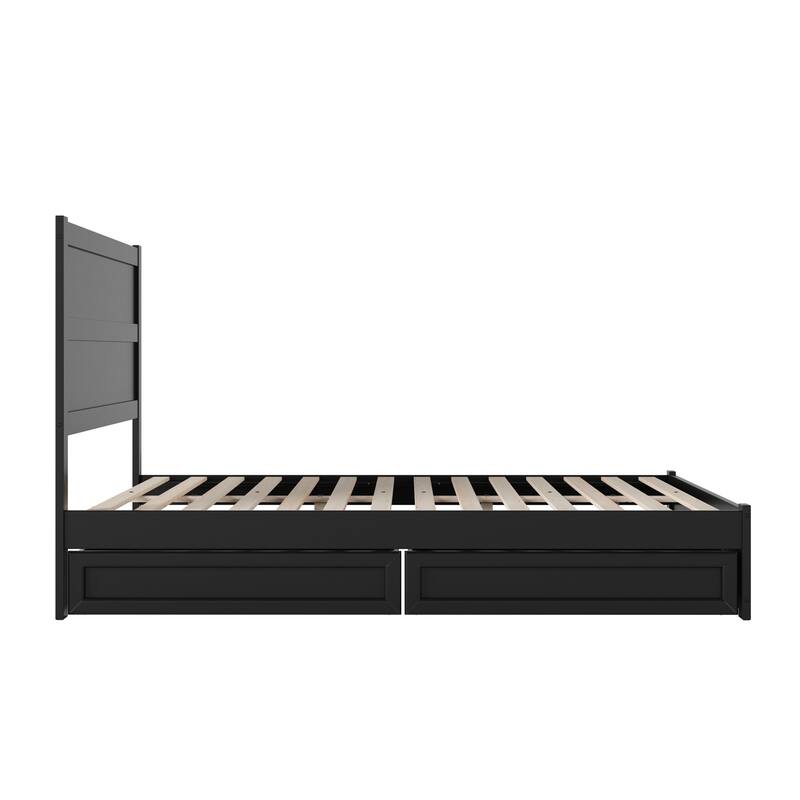 Aveline Wood Platform Bed with Matching Footboard & Storage Drawers
