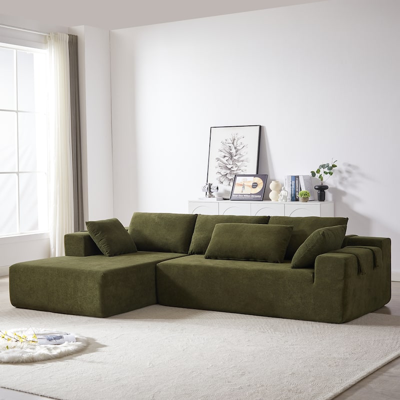 L Shaped Modular Sectional Sofa with Chaise Lounge, Oversized Chenille Upholstered Sofa, Deep Seat Sofa with 6 Pillows