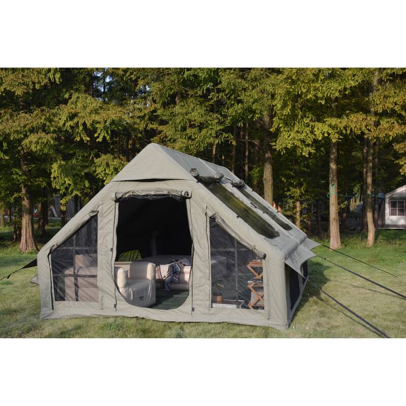 9.8 x13ft Inflatable Camping Tents with Hand Pump, Air Glamping Tents, Easy Setup Waterproof and Windproof Blow up Tent