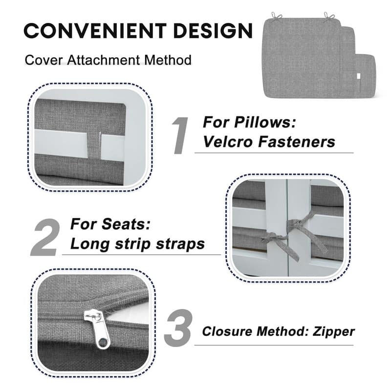FINCATI 28" × 28" Outdoor Cushion Cover, Sofa Cushion Replacement Slipcover, Patio Seat Cover 28 Inches (COVER ONLY!)