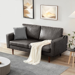 Faux Leather Loveseat Sofa - Perfect for Living Room or Bedroom - Bed ...