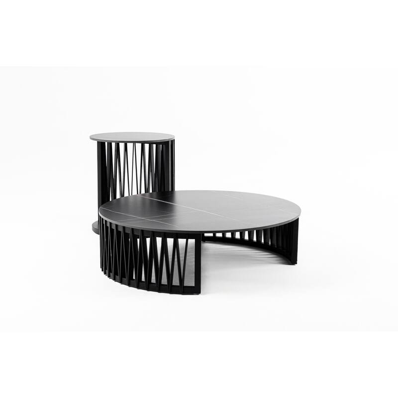 Modrest Larimer Modern Round Coffee Table Set