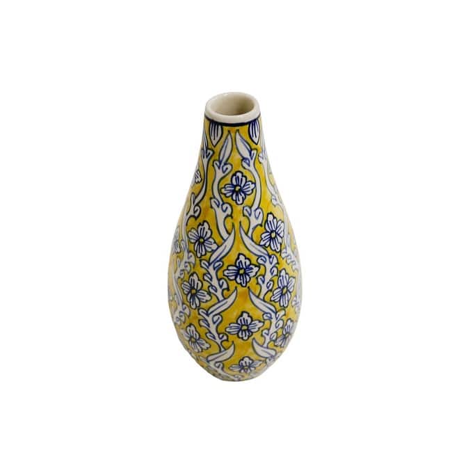 Home&Manor Ceramic Slim Vase Yellow