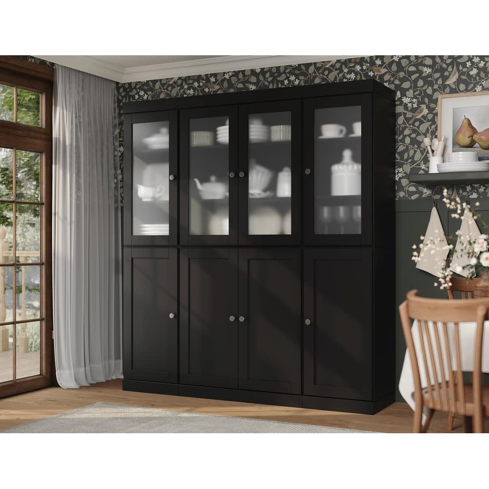 Palace Imports 100% Solid Wood 65" Pantry Cabinet with Frosted Glass, Shaker Doors and Adjustable Shelves