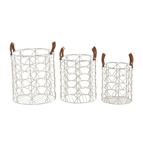 Metal Glam Storage Basket ( Set of 3) - S/3 16",14",12"H