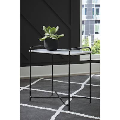 Signature Design by Ashley Ashber White/Black Accent Table - 22" W x 13" D x 22.25" H