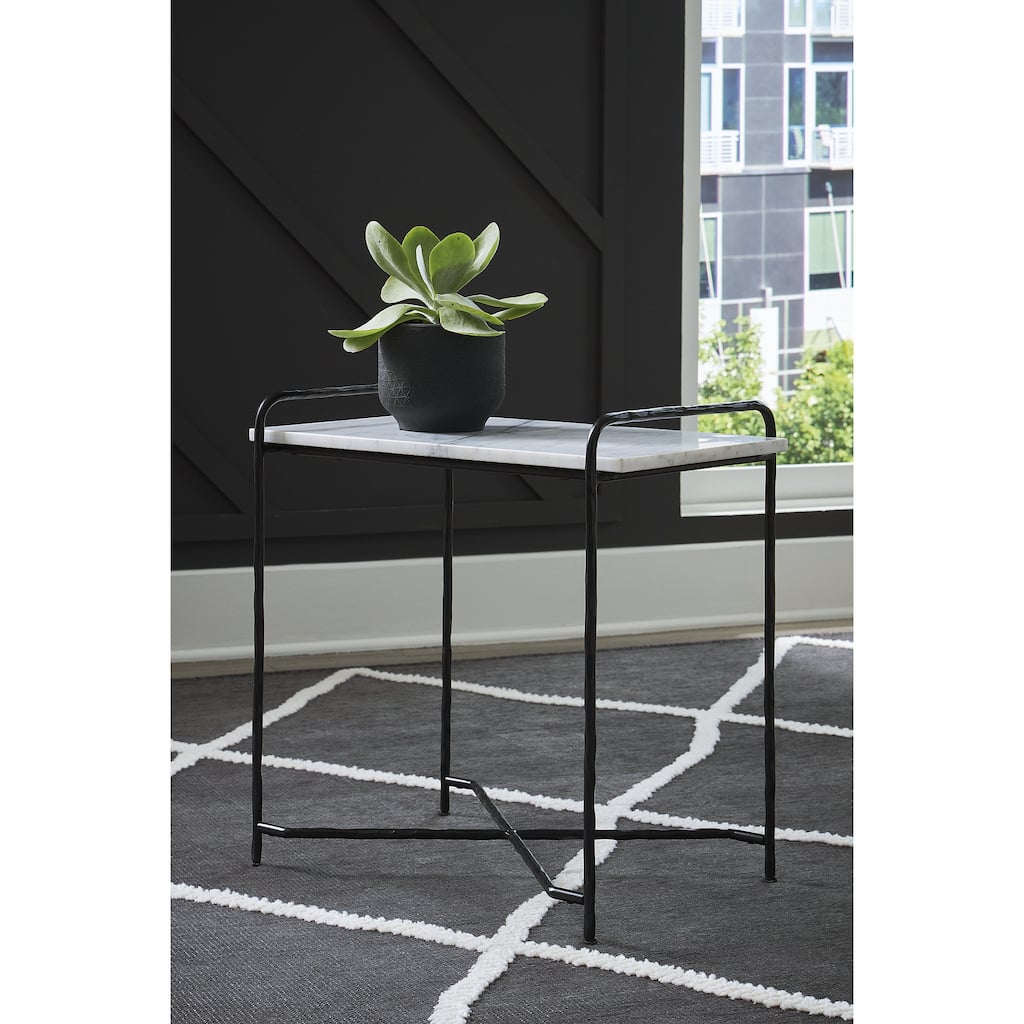 Signature Design by Ashley Ashber White/Black Accent Table - 22" W x 13" D x 22.25" H