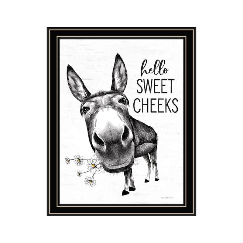 HomeRoots Hello Sweet Cheeks Donkey Black Framed Print Bathroom Wall Art