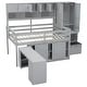 preview thumbnail 5 of 12, Full Size Wooden Loft Bed Big Storage with Under-bed Desk, with Drawers, with Shelves, Gray