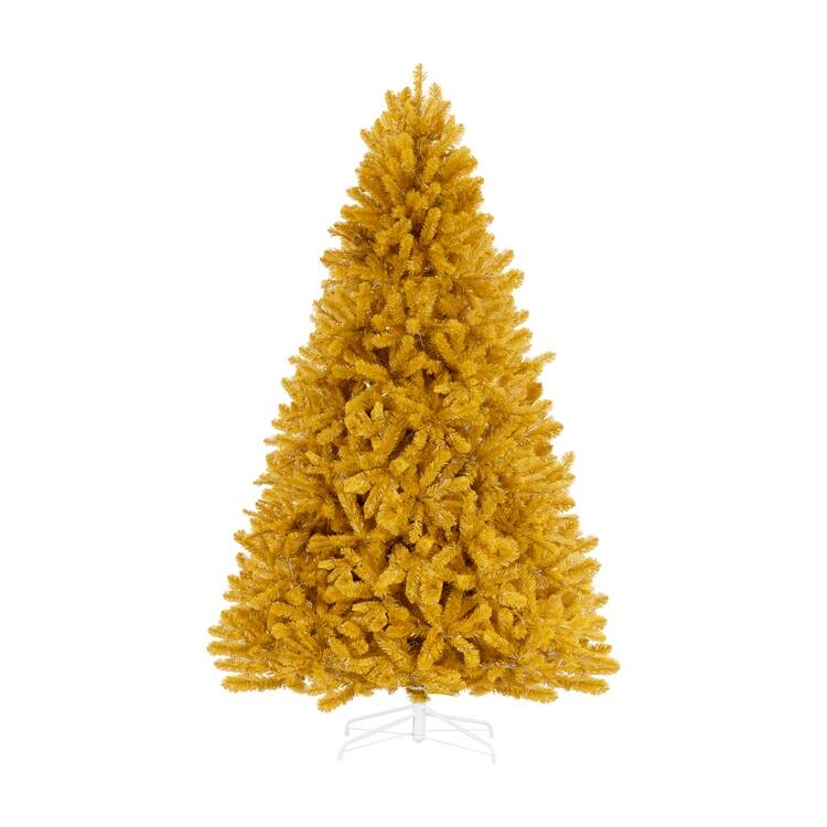 Maria Gold Christmas Tree Prelit, Realistic Artificial Christmas Tree with Lights