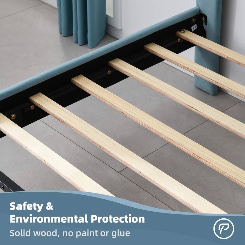 Upholstered Bed with Unique Seashell Headboard