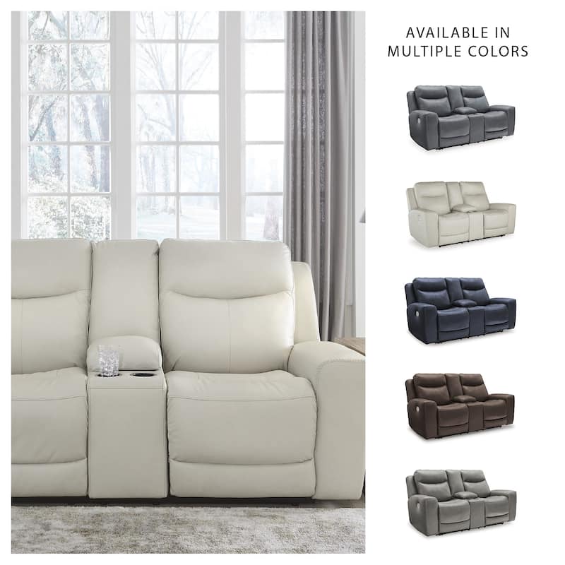 Signature Design by Ashley Mindanao Coconut Power Reclining Loveseat with Console - 79"W x 42"D x 43"H