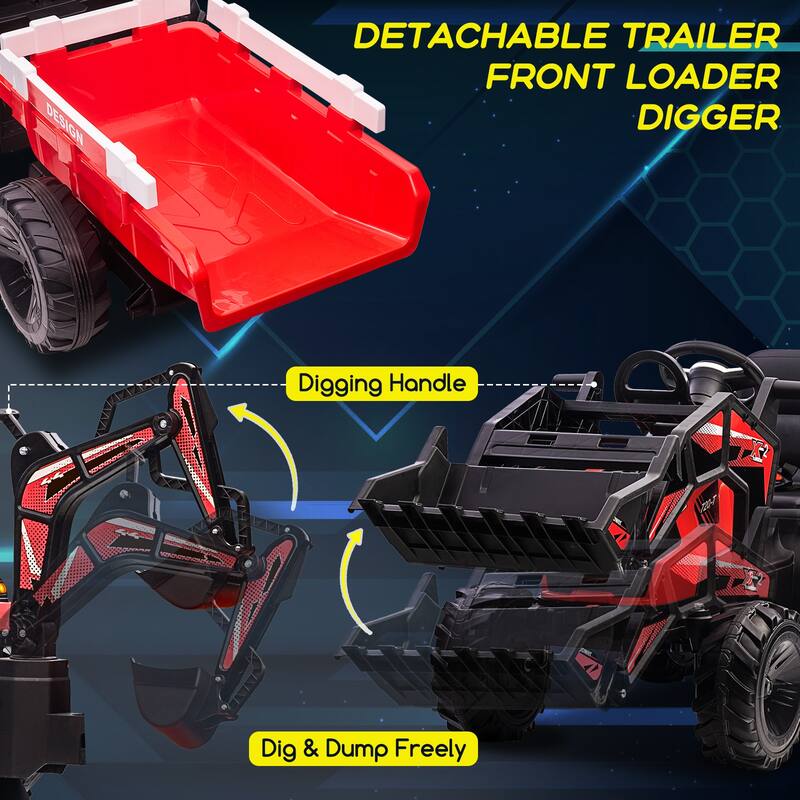 3 in 1 Ride on Tractor Excavator Bulldozer 24V