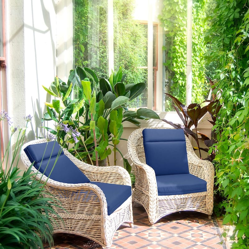 Aoodor 2Pcs Outdoor High Back Dining Chair Cushion Set 44''x21''x3.2''