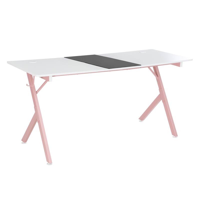 63 inch Carbon Fiber Gaming Desk with Mouse Pad Esports Style Computer Desk for Gamers, Sturdy & Large Gaming Workstation