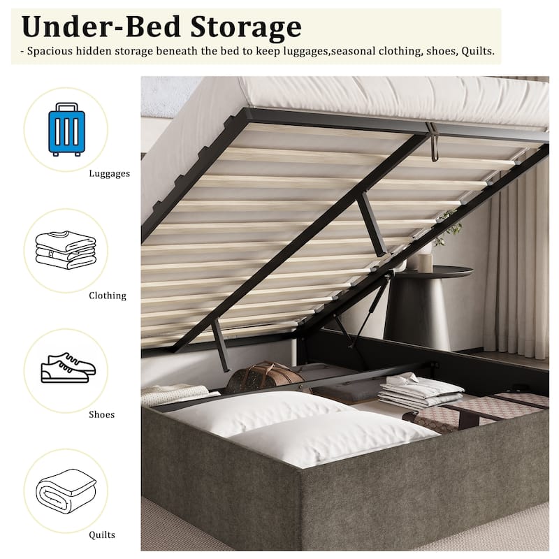 CraftPorch Modern Wingback Platform Lift Up Storage Bed