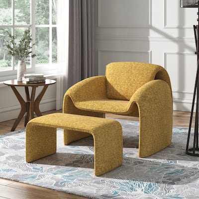 Maratea Round Arm Accent Chair and Ottoman by iNSPIRE Q Modern