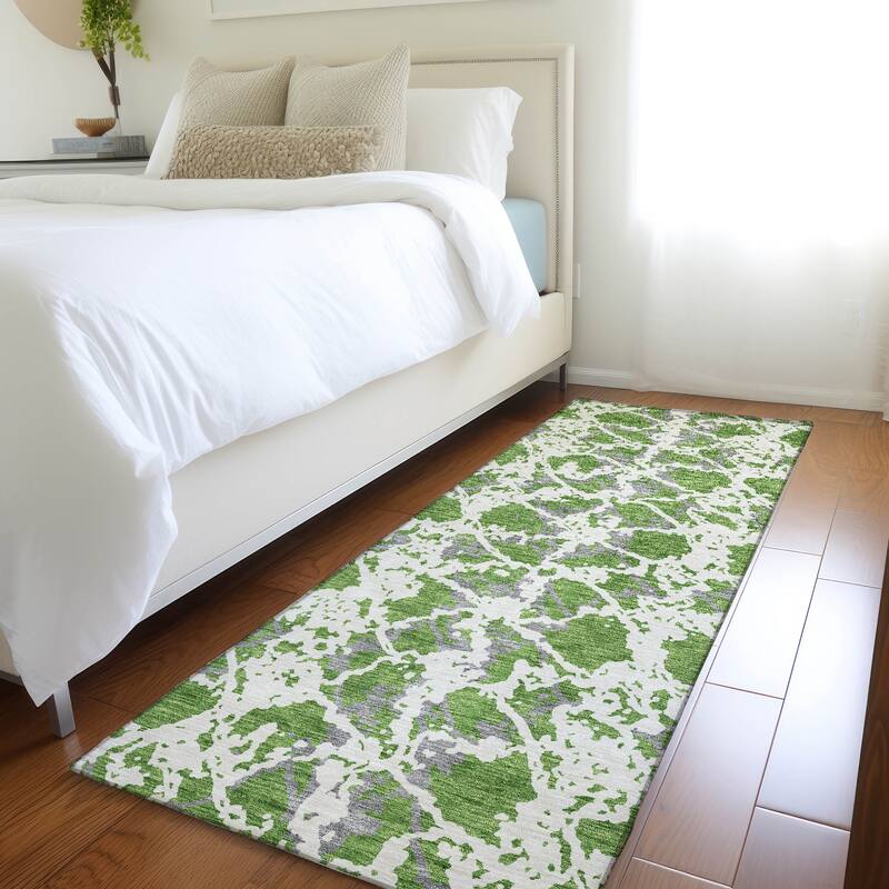 Premium Washable Super Soft Abstract Fusion Mayfield Rug - Green - 2'3" x 7'6"