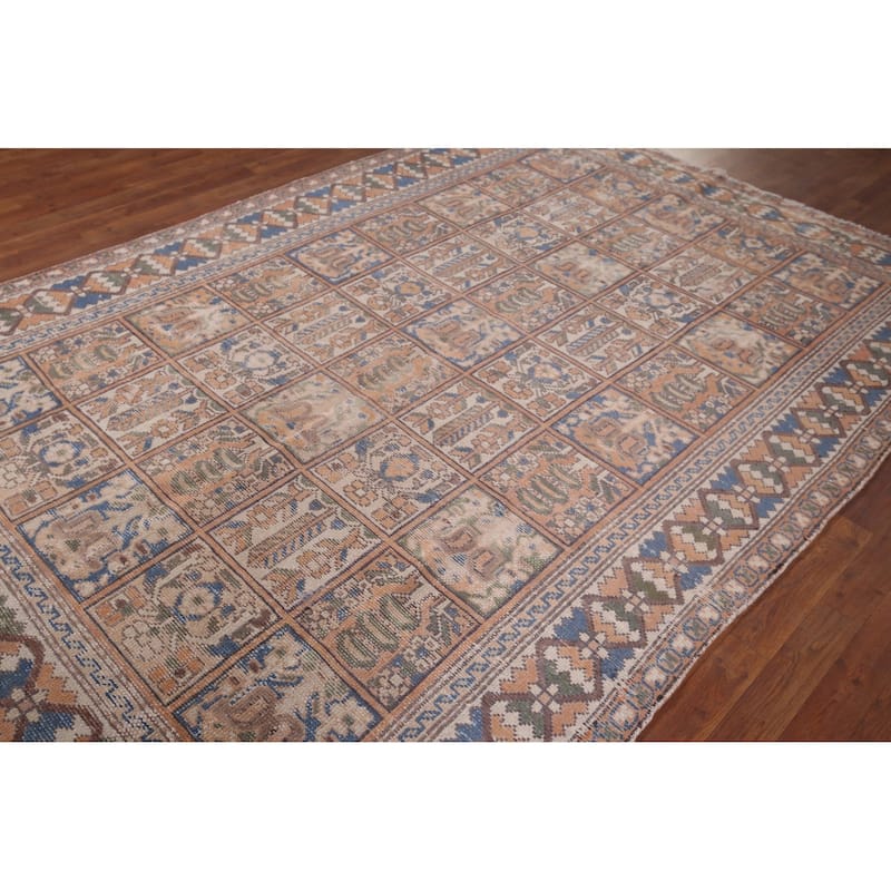 Bakhtiari Persian Vintage Area Rug Handmade Orange Wool Carpet - 6'5"x 9'4"